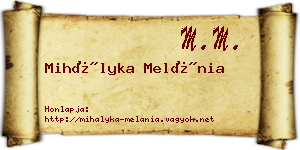 Mihályka Melánia névjegykártya